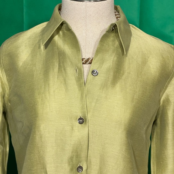 Sigrid Olsen Pants - Sigrid Olsen Chartreuse Silk Linen Pantsuit Set Extra Small/4P Pristine 🌴 ✨✨